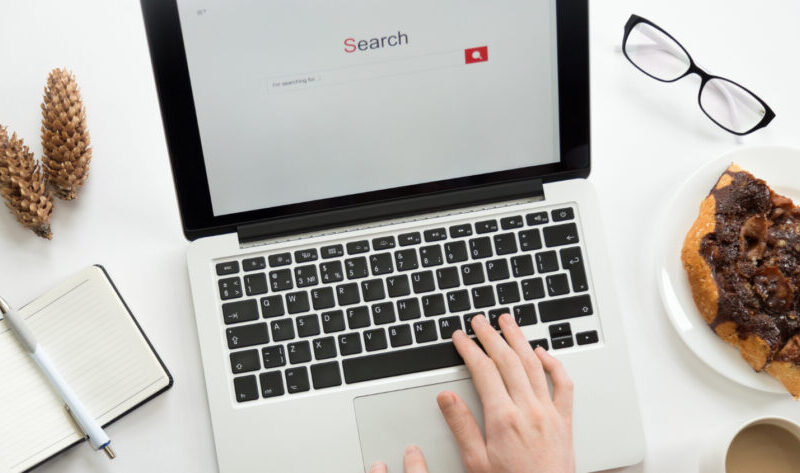 browser on laptop