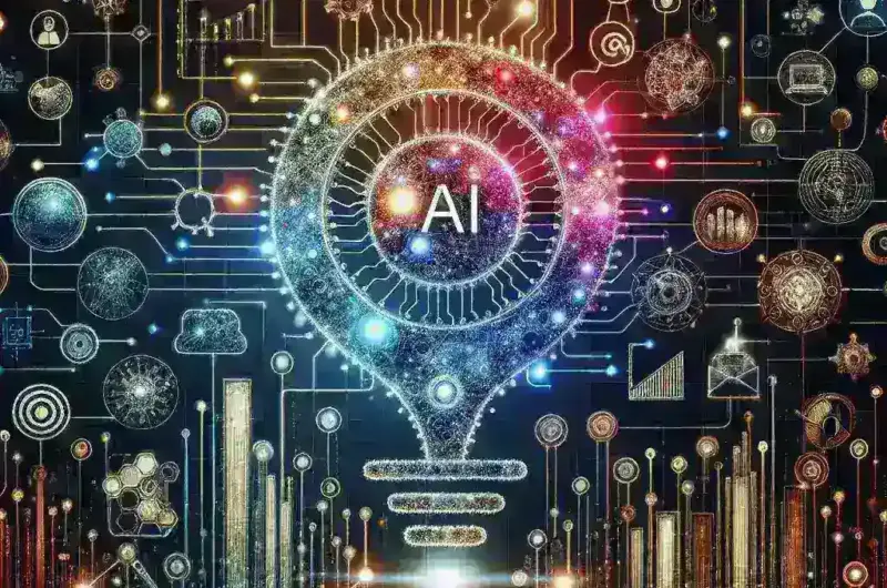 "AI technology streamlining social media content creation for digital marketing strategies, showcasing innovative tools and analytics for enhanced engagement."
