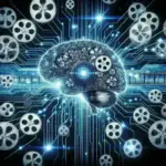 "AI technology in action for automatic video editing, showcasing a user-friendly interface transforming raw footage into polished content, highlighting the revolution in digital content creation."