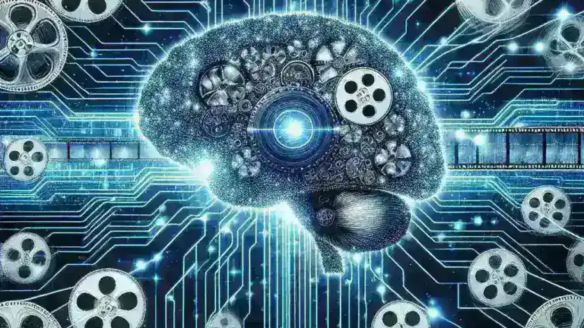 "AI technology in action for automatic video editing, showcasing a user-friendly interface transforming raw footage into polished content, highlighting the revolution in digital content creation."