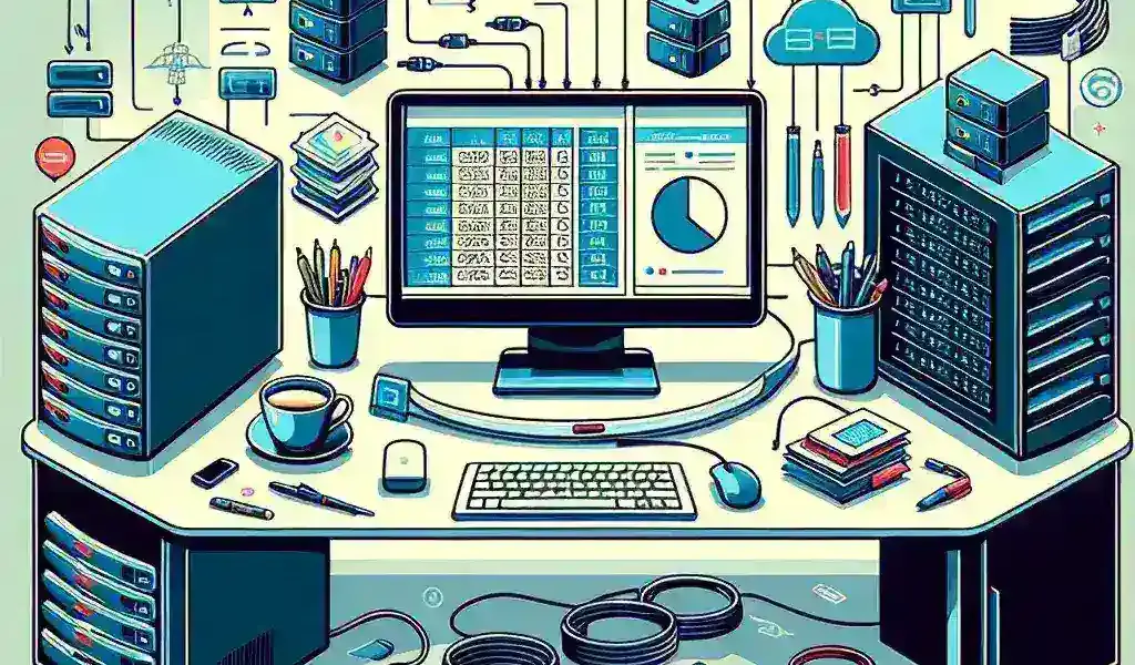 "Database administrator monitoring real-time database replication tools on computer screen, showcasing essential software for effective data synchronization and performance analysis."